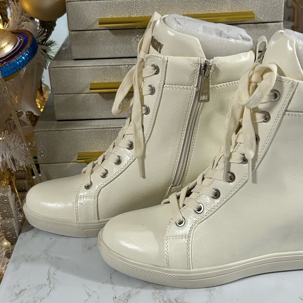 DKNY Calz Lace-Up High-Top Wedge Sneaker